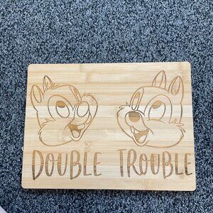 Chip & Dale "Double Trouble" Bamboo Cutting Board Engraved Design Kitchen Decor